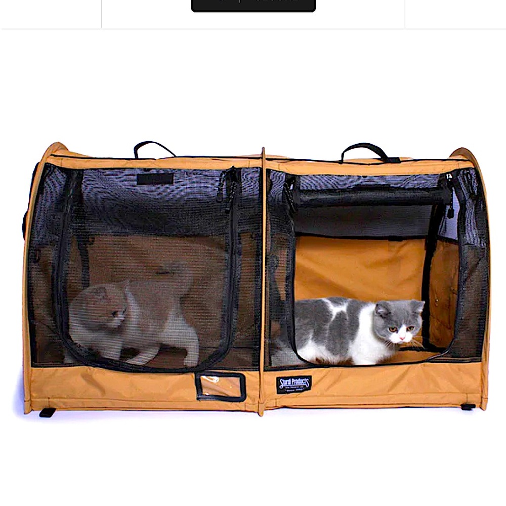 EUC- Sturdi Products Pop-Up Pet Kennel- Car-Go Double, Small, Black w/Carry Bag